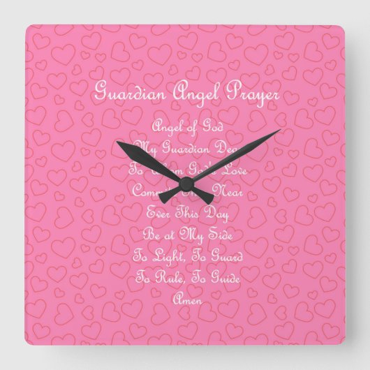 Guardian Angel Prayer Pink Square Wall klok (Voorkant)