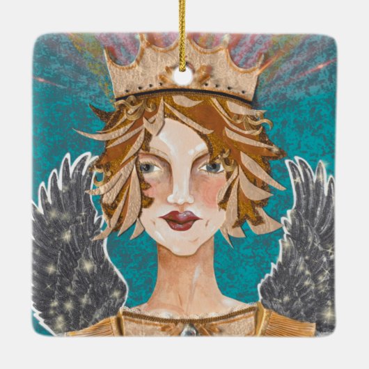 Guardian Angel Princess Paloma kerstversiering Keramisch Ornament (Achterkant)