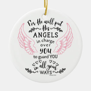 Guardian Angel Psalm 91:11 Bijbelscripts Verse Keramisch Ornament