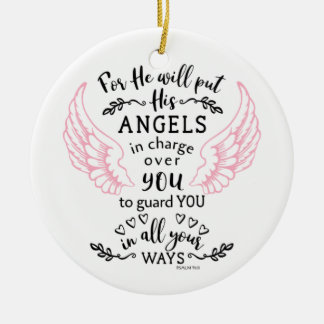 Guardian Angel Psalm 91:11 Bijbelscripts Verse Keramisch Ornament