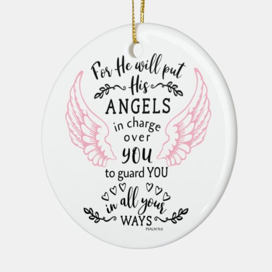 Guardian Angel Psalm 91:11 Bijbelscripts Verse Keramisch Ornament (Links)