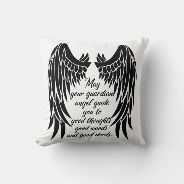 Guardian Angel Quote/Angel Wings Kussen (Voorkant)
