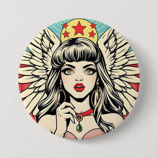 Guardian Angel Ronde Button 7,6 Cm (Voorkant)