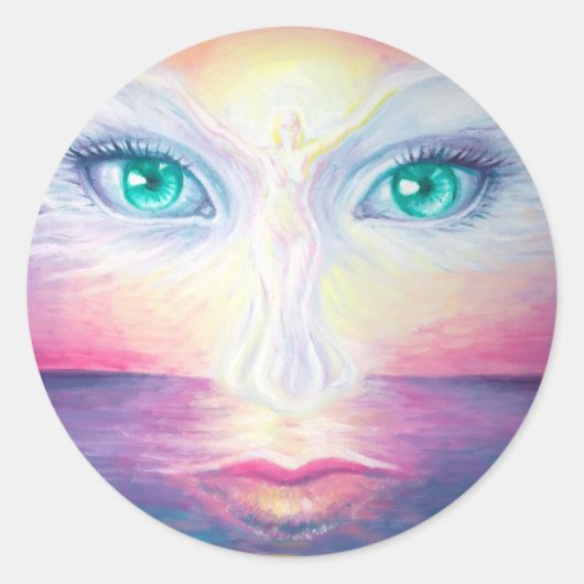 Guardian angel ronde sticker (Voorkant)