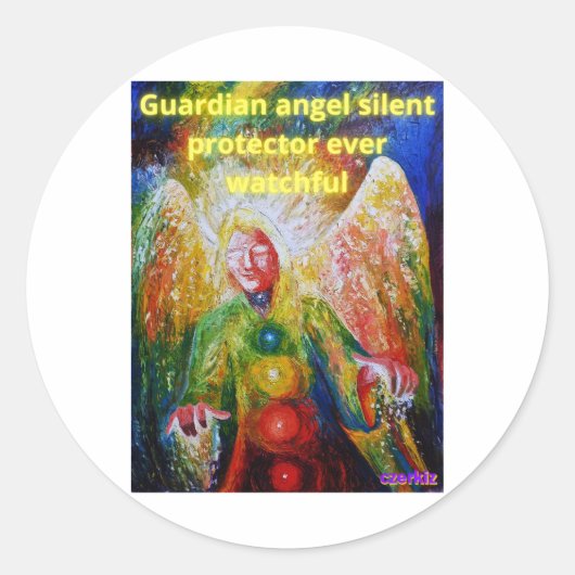 Guardian angel ronde sticker (Voorkant)