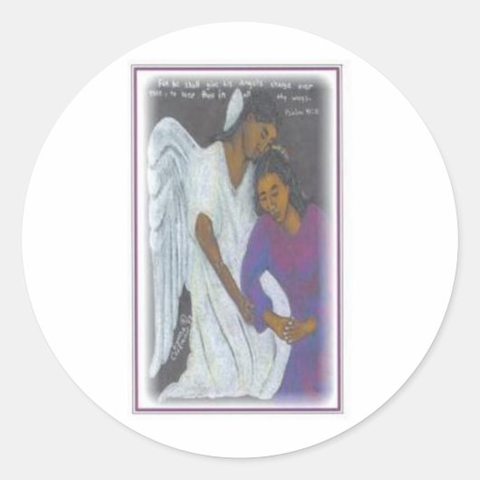 Guardian Angel Ronde Sticker (Voorkant)