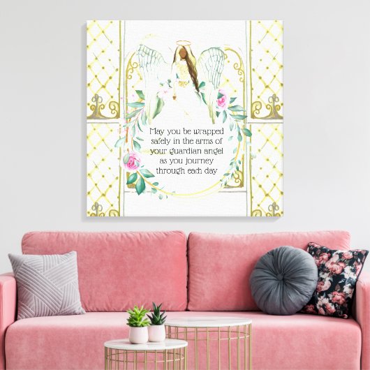 Guardian angel roos met ruitramen, meisjes citeren canvas afdruk (Insitu (Woonkamer))