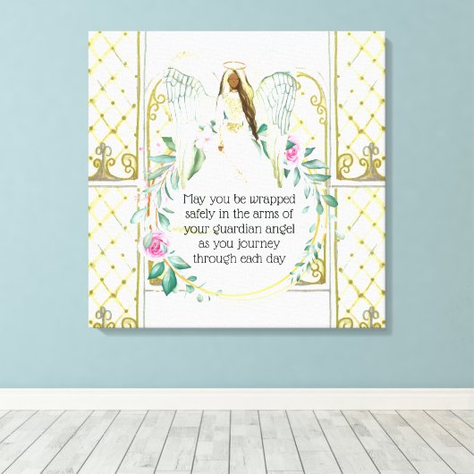 Guardian angel roos met ruitramen, meisjes citeren canvas afdruk (Insitu (Houten vloer))