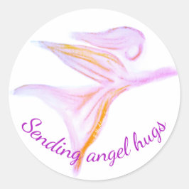 Guardian Angel – Sending Angel Hugs Fuchsia Pink Ronde Sticker