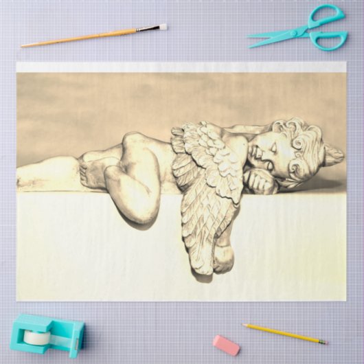 Guardian Angel Sleeping Decoupage 20x30 Sepia Tissuepapier (Craft)