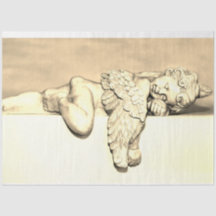 Guardian Angel Sleeping Decoupage 20x30 Sepia