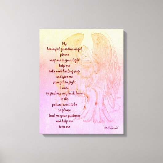 Guardian Angel spiritueel herstel gedicht kunst ca Canvas Afdruk (Voorkant)
