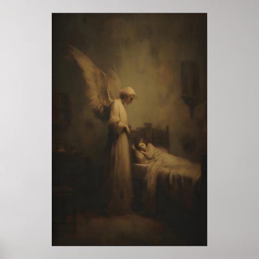 Guardian Angel Watching Over Sleeping Child Poster (Voorkant)