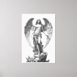 Guardian Angel: White Marble Sculpture Canvas Afdruk