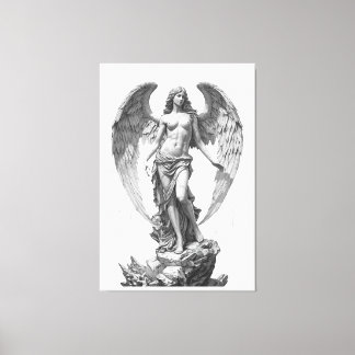 Guardian Angel: White Marble Sculpture Canvas Afdruk
