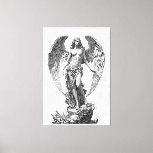 Guardian Angel: White Marble Sculpture Canvas Afdruk (Voorkant)