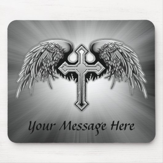 Guardian Angel Winged Cross Design Muismat (Voorkant)