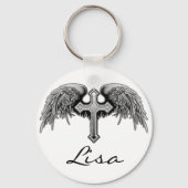 Guardian Angel Winged Cross Design Sleutelhanger (Voorkant)