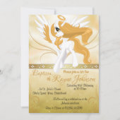 Guardian Angel Winged Unicorn Baptism Uitnodiginge Kaart (Voorkant)