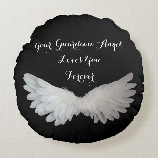 Guardian Angel Wings Love Inspirerend Quote Rond Kussen (Voorkant)