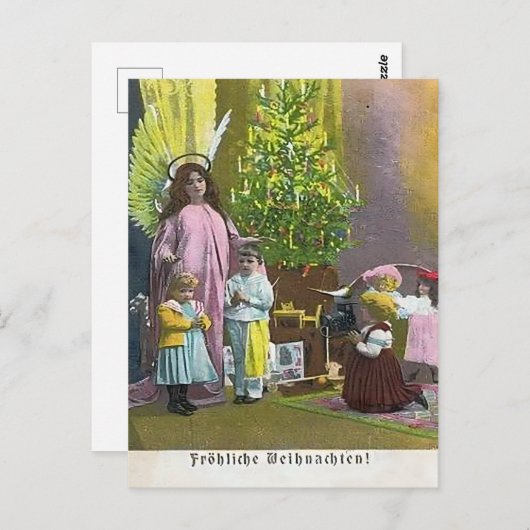 Guardian Angel with Children & Lit Tree Briefkaart (Voorkant / Achterkant)