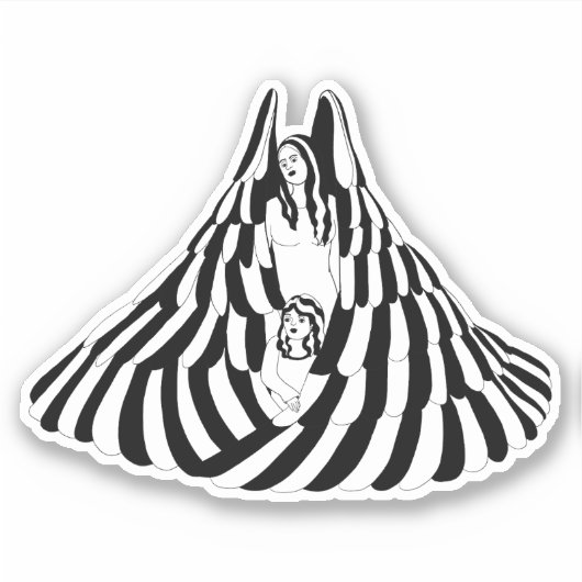 Guardian Angel Woman met meisje Art Sticker (Voorkant)