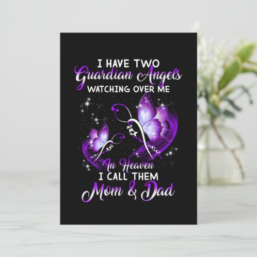 Guardian Angles in Mijn hemel Mam & Pap Bedankkaart (Staand voorkant)