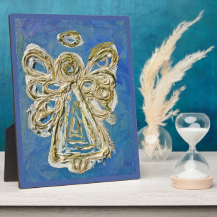 Guardian Blauwe Engel Schilderen Kunst Gift Plaque Fotoplaat