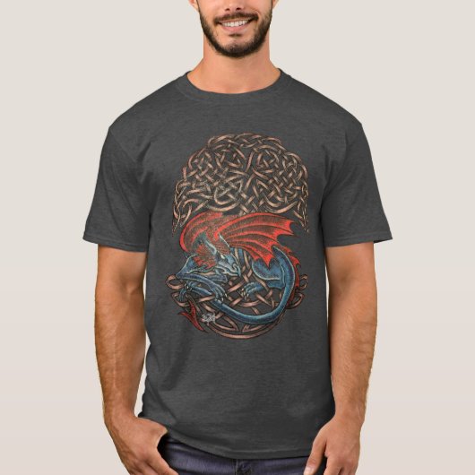 Guardian Dragon & Celtic Tree of Life Tattoo T-shirt (Voorkant)