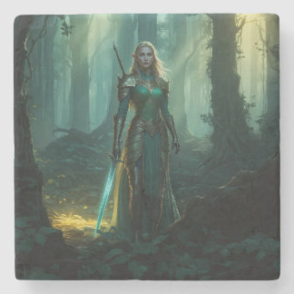 Guardian Elf van het betoverde rijk Stenen Onderzetter