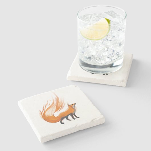 Guardian Fox Marmer Onderzetter (Zijkant)