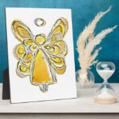 Guardian Geel Engel Schilderen Kunst Gift Plaque Fotoplaat (Zijkant)