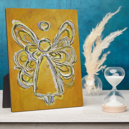 Guardian Geel Engel Schilderen Kunst Gift Plaque Fotoplaat (Zijkant)