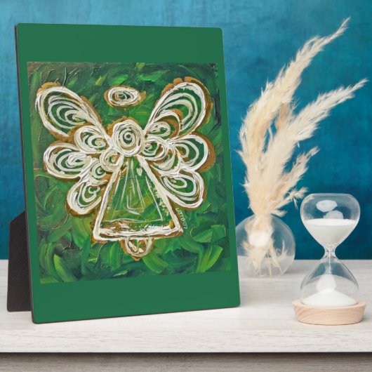 Guardian Groene Engel Schilderij Kunst Gift Plaque Fotoplaat (Zijkant)