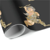 Guardian Kerst Engel op Zwart Glossy Cadeaupapier (Rol Hoek)