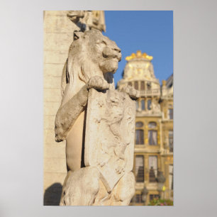 Guardian Lion bij de ingang van het middeleeuwse s Poster