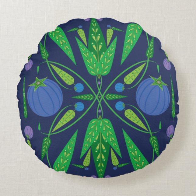 Guardian of the Blueberries Round Pillow Rond Kussen (Voorkant)