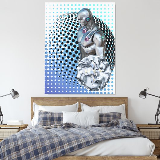 Guardian of the Digital Realm Canvas Afdruk (Insitu (Slaapkamer))