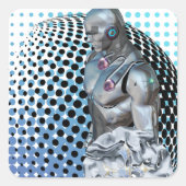 Guardian of the Digital Realm Vierkante Sticker (Voorkant)