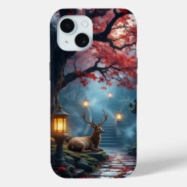 Guardian of the Maple Path: Sacred Stag's Rest iPhone 15 Case