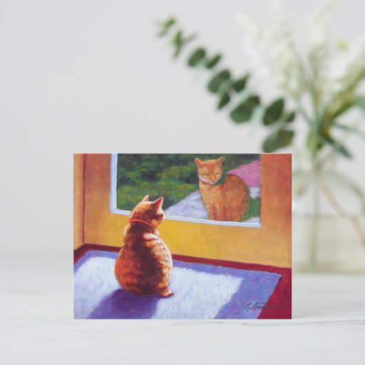 Guardian Oranje Tabby Manx Briefkaart (Staand voorkant)