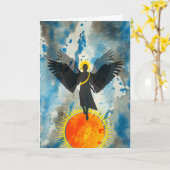 Guardian Protector Angel en Sun Waterverf Kaart (Gele Bloem)