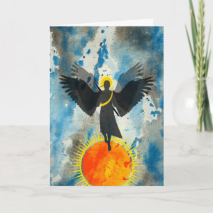 Guardian Protector Angel en Sun Waterverf Kaart