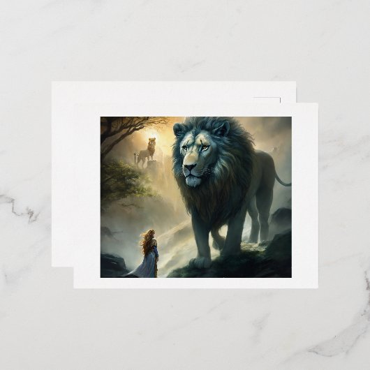 Guardian Roar Briefkaart Set: Majestic Leeuwen Art (Voorkant / Achterkant)