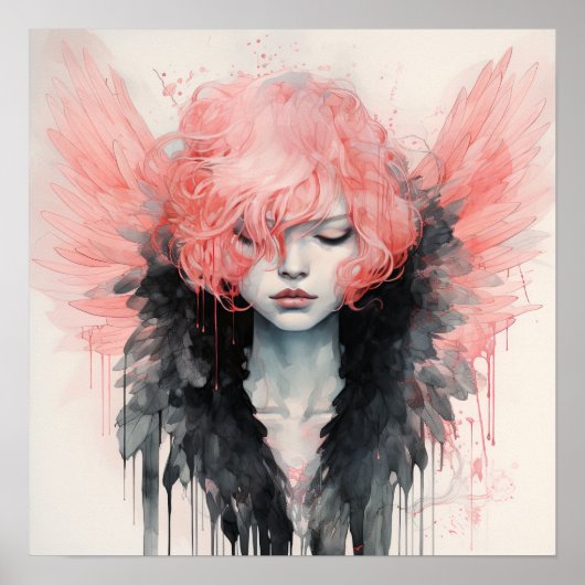 Guardian Serenity: sierlijk meisje engel Poster (Voorkant)