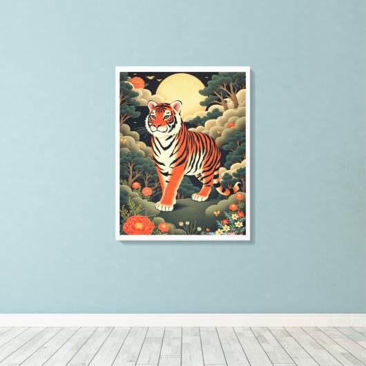 Guardian Tiger in het Joseon bos Canvas Afdruk (Insitu (Houten vloer))
