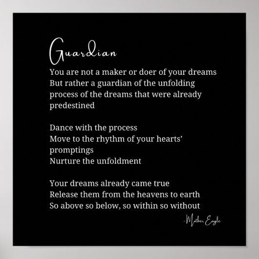 Guardian trooster aanmoedigingsgedicht poster (Voorkant)