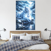 Guardian White Tiger – Silent Strength and Gentle  Canvas Afdruk (Insitu (Slaapkamer))