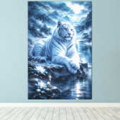 Guardian White Tiger – Silent Strength and Gentle  Canvas Afdruk (Insitu (Houten vloer))