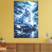 Guardian White Tiger – Silent Strength and Gentle  Canvas Afdruk (Insitu (Woonkamer))